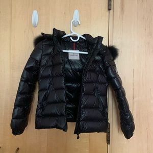 Moncler Bady Fur Puffer Jacket in Black